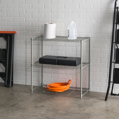 3 of 4:Home Basics 3 Tier Wide Steel Wire Shelf, Grey 