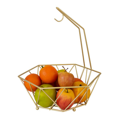 2 of 4:Kitchen Details Geode Fruit Basket with Banana Tree in Satin Gold 