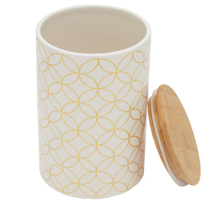 2 of 4:Home Basics Vescia Large Ceramic Canister with Bamboo Top 