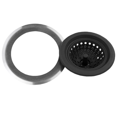 2 of 3:Home Basics Colador de fregadero de silicona con borde de acero inoxidable, plateado 