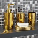 2 of 2:Home Basics Modern 4 Pieces Ceramic Bath Set, Mirrored Finish Gold 