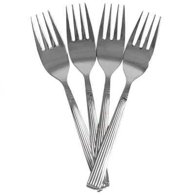 1 of 5:Home Basics Eternity Mirror Finish 4 Piece Stainless Steel Salad Fork Set, Silver 
