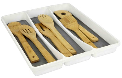 1 of 5:Plateau à ustensiles Home Basics avec compartiments doublés de caoutchouc 