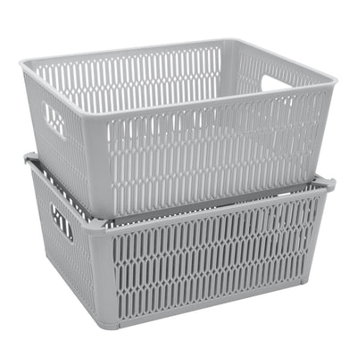 1 of 4:Simplify Slide 2 Stack It Storage Tote Baskets in Grey 