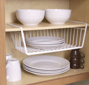1 of 3:Panier de rangement blanc Home Basics sous l'étagère, marron 