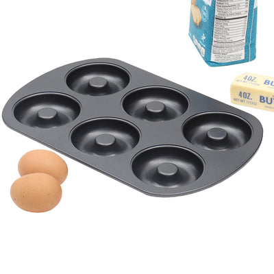 2 of 4:Home Basics 6-Cup Non-Stick Donut Pan, Black 