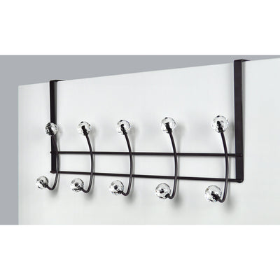 1 of 1:Premius Over the Door Hook Rack With Crystal Tips, Black, 19x4x10 Inches 