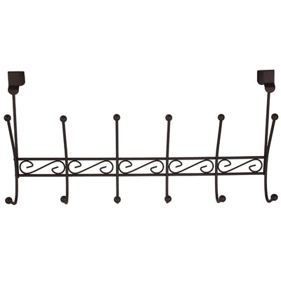 7 of 8:Home Basics 6 Hook Over Door Hook Rack, Scroll, 19.5x5x9.75 Inches 