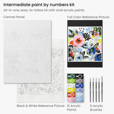 3 of 6:ARTEZA Pintura clásica por números Lienzo con pinturas acrílicas, Floral moderno 