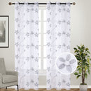 4 of 5:Ensemble de 2 panneaux de fenêtre transparents à œillets brodés floraux Lorette, 38 x 95 pouces chacun 