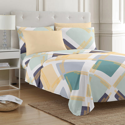 1 of 4:PREMIUS 4-6 Piece Microfiber Wrinkle-Free Sheet Set, Geomes 