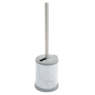 2 of 3:Bath Bliss Self Closing Lid Toilet Brush and Holder in Marble 