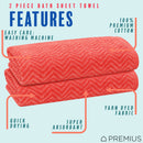 28 of 40:PREMIUS 2 Pack Chevron 100% Cotton Yarn Dyed Bath Sheet Towel, 32x64 Inches 
