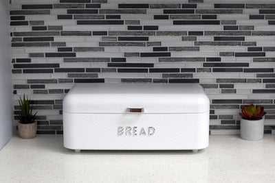 4 of 5:Home Basics Soho Bread Box, Matte White, 16.5x9x7 Inches 