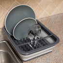 5 of 6:Home Basics Estante para platos plegable de silicona y plástico de fácil almacenamiento, gris 