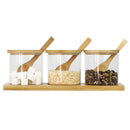 1 of 4:Ensemble de 3 burettes en verre Home Basics avec base en bambou et cuillères 