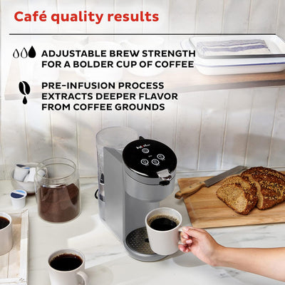 2 of 4:Instant Pot Single Serve K-Cup Pod Compatible Coffee Maker with Reusable Pod, 8-12oz, Grey 