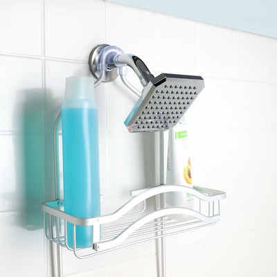4 of 4:Home Basics Square Single Function Fixed Plastic Shower Head, Chrome 