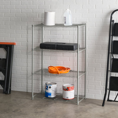 3 of 4:Home Basics 4 Tier Wide Steel Wire  Shelf, Grey 