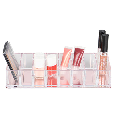 3 of 5:Home Basics 8 Compartment Plastic Cosmetic Organizer with Rose Bottom 