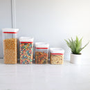 4 of 4:Home Basics 4 Piece Twist N’ Lock Air-Tight Plastic Square Canister Set, Clear 