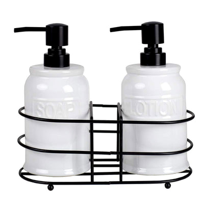 2 of 7:Home Basics 3-Piece Soap And Lotion Dispenser Caddy Set, White, 17.7 Ounces 