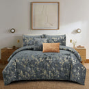 7 of 12:Ensemble de couette réversible Séoul 5 pièces en chenille métallisé brillant 