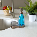 9 of 12:Home Basics Plastic Soap Dispenser with Brushed Steel Top and Sponge Holder, Bronze 