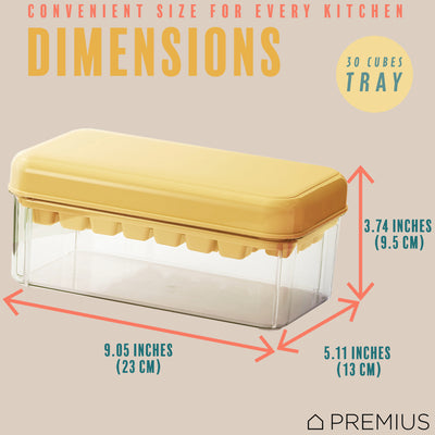 5 of 7:Bac à glaçons PREMIUS à 2 plateaux avec récipient et pelle, jaune-transparent 