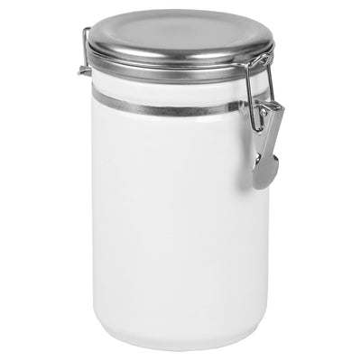 2 of 4:Boîte Home Basics de 1,3 l avec couvercle en acier inoxydable, blanche 