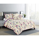 2 of 2:Liverpool Floral Oversized 5 Piece Reversible Quilt Set, Beige-Purple 