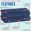 14 of 23:PREMIUS 2 Pack Leaf 100% Cotton Yarn Dyed Bath Sheet Towel, 32x64 Inches 