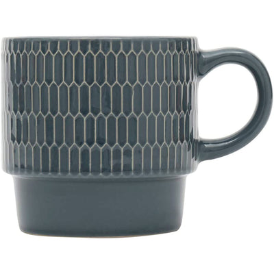 4 of 6:Home Basics 4 Piece Ceramic Stackable Mug Set With Stand, Embossed Obelisk 
