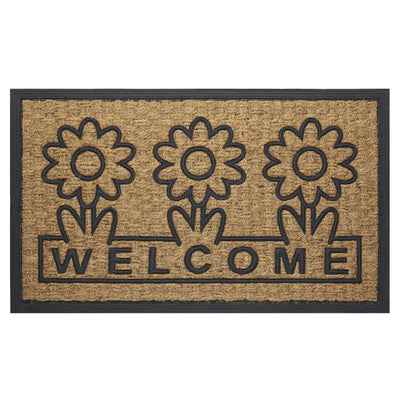 3 of 3:Felpudo Daisy Flower Welcome Coco, Beige-Negro, 18x30 