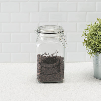 5 of 5:Home Basics Ludlow 43 oz. Glass Canister with Metal Clasp, Clear 