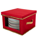 1 of 3:Simplify Holiday Dinner Plate Dinnerware Storage Box with 12 Felt Dividers 