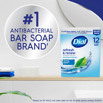 3 of 9:Dial 12 Pack Spring Water All Day Freshness Antibacterial Bar Soap, 4 Ounces 