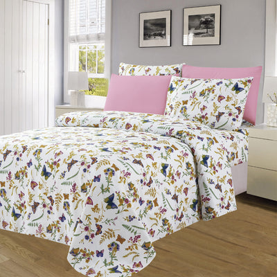 2 of 4:Essentials Neutral 4 & 6 Piece Printed Wrinkle-Free Sheet Set, Butterflies 
