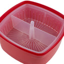 2 of 6:Home Basics Adjustable 4-Section Plastic Microwave Plastic Steamer, Red 