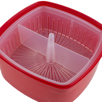 2 of 6:Home Basics Adjustable 4-Section Plastic Microwave Plastic Steamer, Red 
