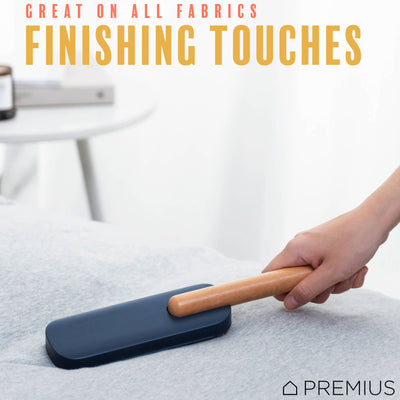 8 of 8:PREMIUS Fabric Lint Remover with Storage Case and Wood Handle, Blue-Yellow 