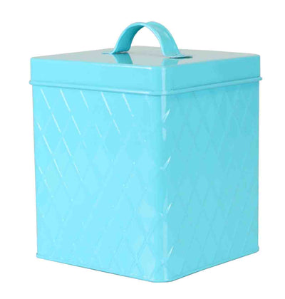 1 of 3:Home Basics Large  Tin Canister, Turquoise 
