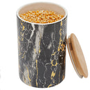 3 of 3:Home Basics Marble Like Large Ceramic Canister with Bamboo Top, Black 
