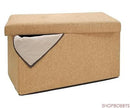 5 of 5:Simplify Faux Linen Double Folding Storage Ottoman in Camel 