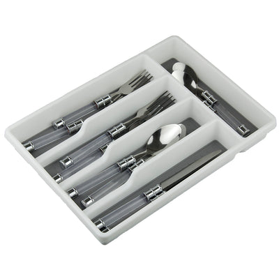 1 of 4:Home Basics Bandeja para cubiertos de plástico con compartimentos revestidos de goma, color blanco 