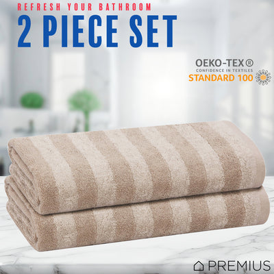 24 of 40:PREMIUS 2 Pack Stripes 100% Cotton Yarn Dyed Bath Sheet Towel, 32x64 Inches 