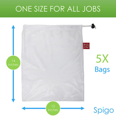 2 of 6:Spigo Reusable and Washable Mesh Produce Bags, 5 Count, 12x14 Inches 