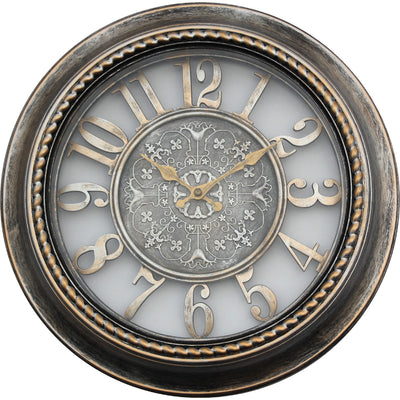 1 of 1:PREMIUS Industrial Digits Round Roped Wall Clock, Silver, 15 Inches 