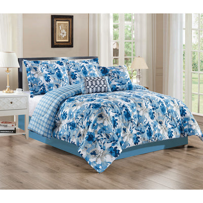 1 of 2:Juliet Floral Abstract Printed 5-Piece Comforter Set 