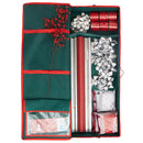 3 of 4:Home Basics Red Textured PVC Christmas Wrapping Storage Organizer with Green Handles 